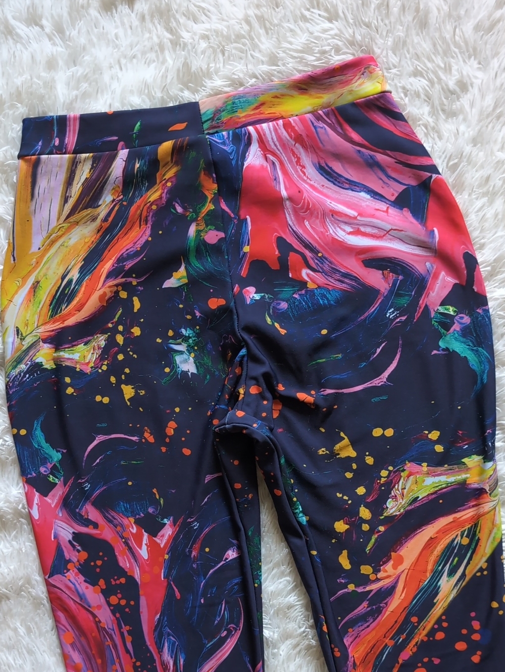 Blackmilk The Artist Paint Splatter Rainbow Navy High Waist Cuffed Pants Medium - Picture 7 of 14